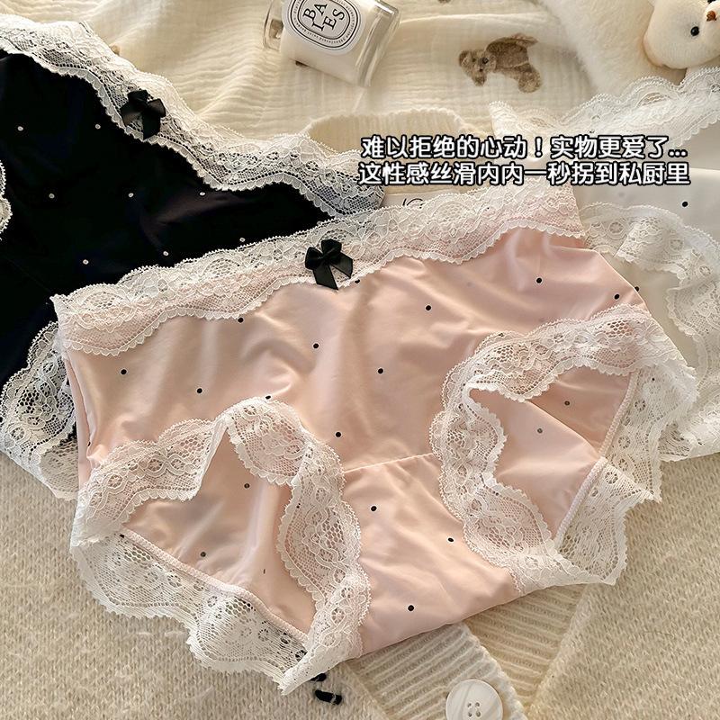 Women's Lace Underwear Plus Size Mid Waist Pure Cotton Underwear Triangle Underwear