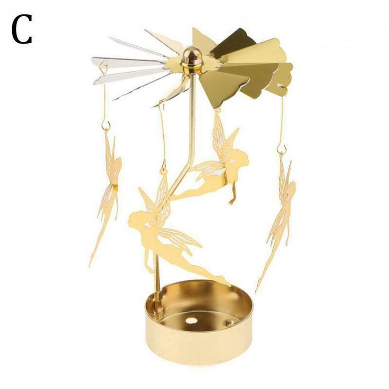 Buy Candlestick Rotary Tea Light Candle Holder Carousel Metal Home ...