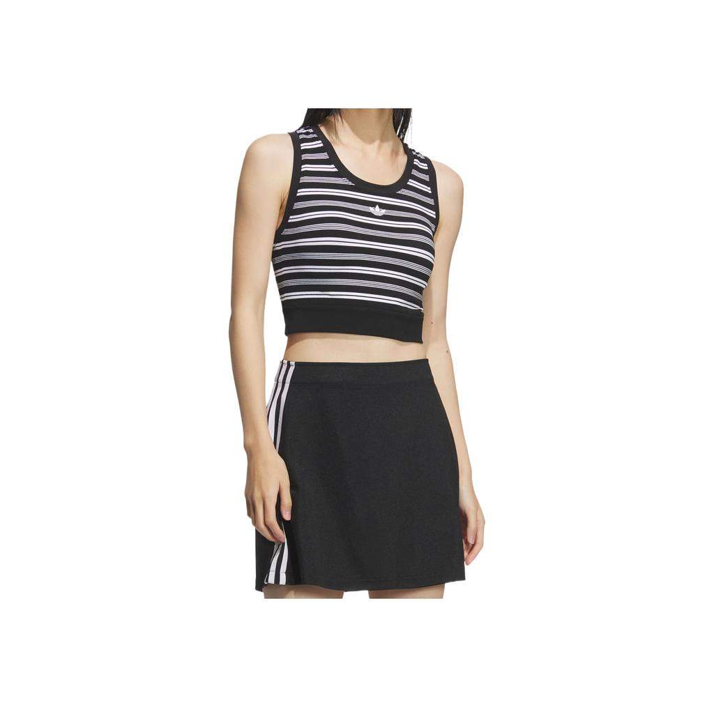 adidas Originals Striped Padded Tank Top Comfortable Fashion Trend Sports Vest Women Tops Black KE3721