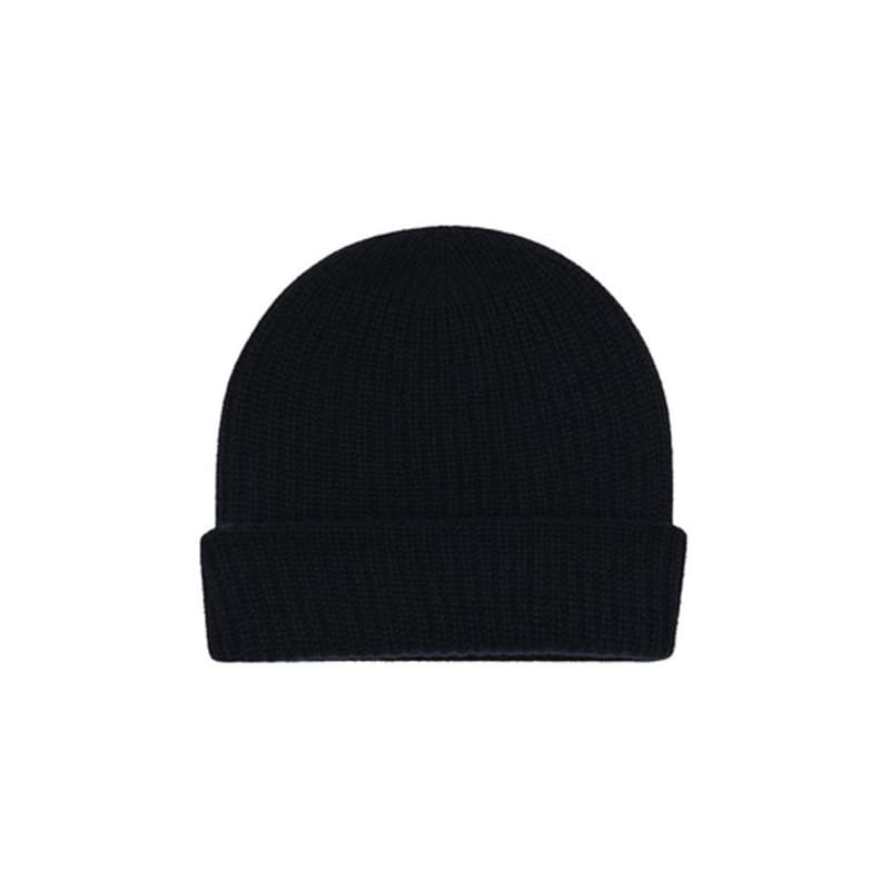 

CALLAITE 100% Cashmere Ribbed Beanie - Navy white