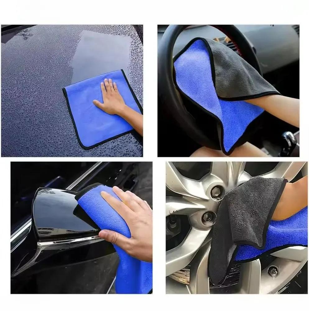 3pc Microfiber Car Wash Towels 30x30cm Absorbent Cleaning Cloths for Vehicle Detailing and Surface Drying Set