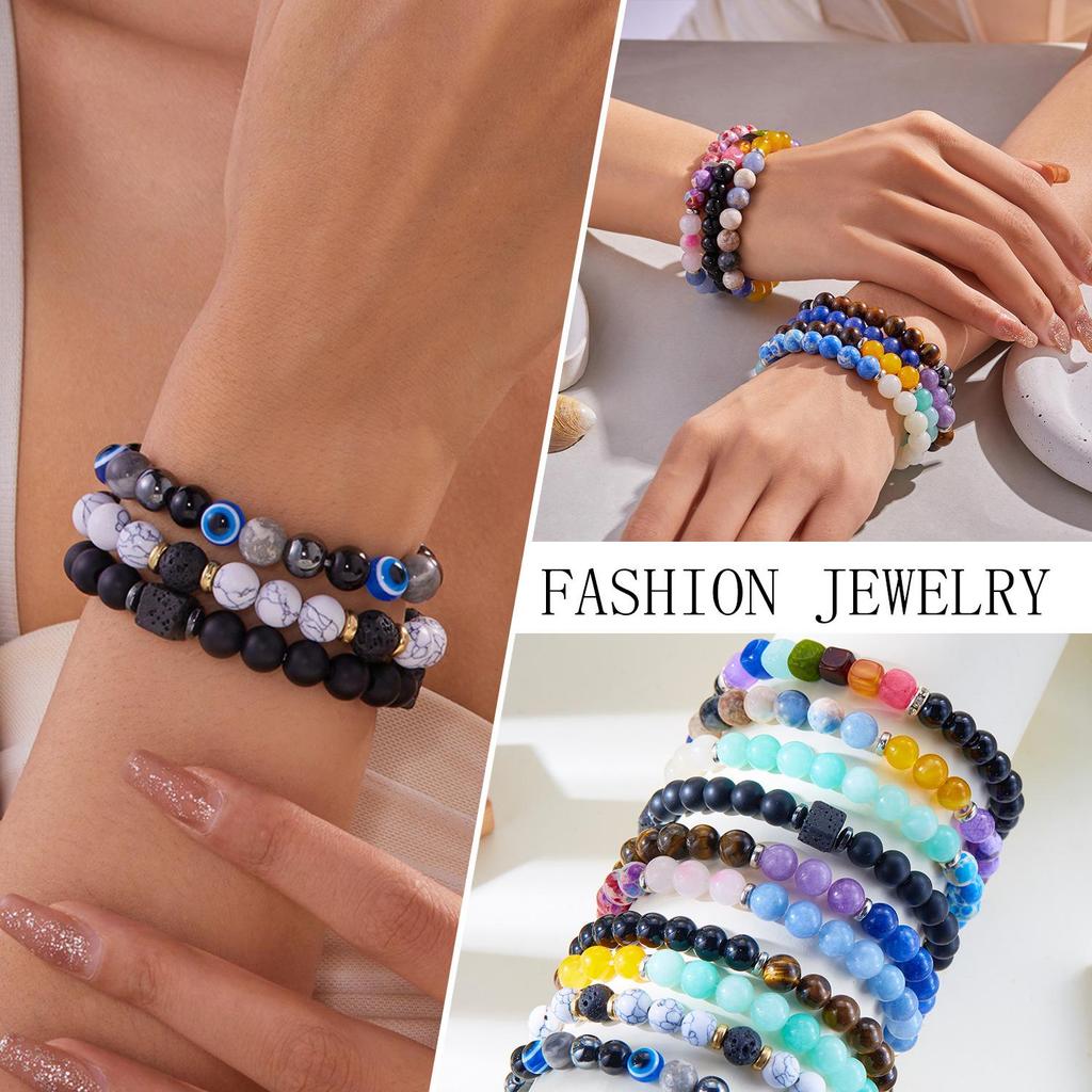 Elegantes Charm-Armband aus Naturstein in Farbe, Glücksbringer, Glücksarmband, Herren- und Damenmode, Schmuckarmband