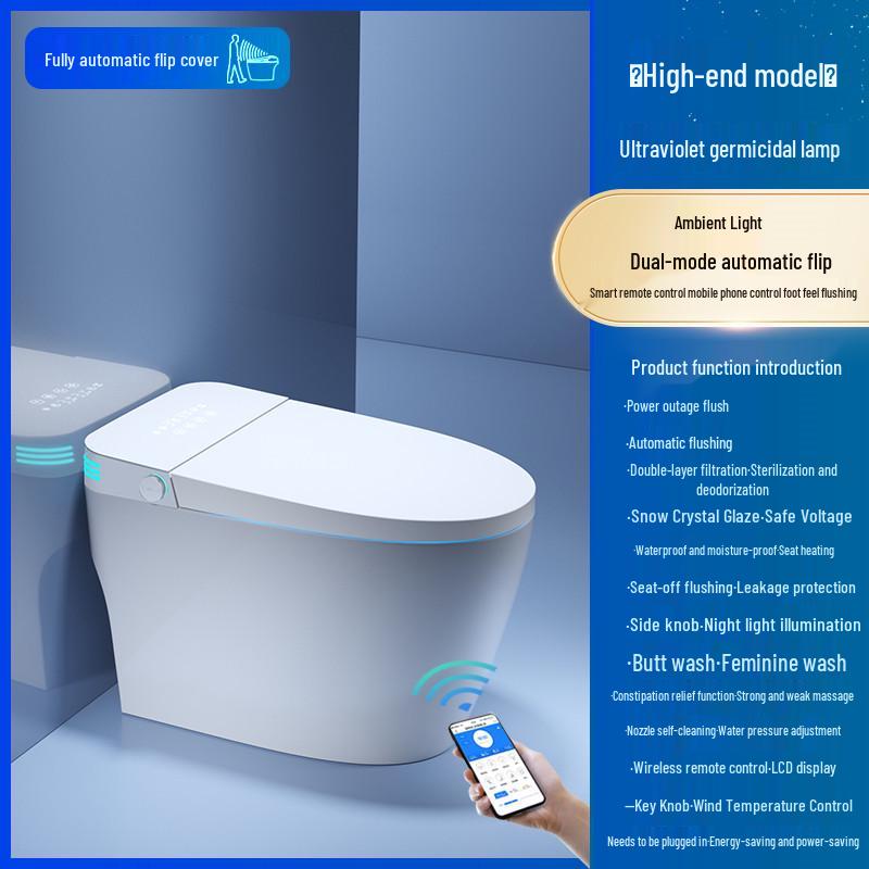 Genuine Smart Toilet with Automatic Flip Lid, Instant Heating, Voice Control, Siphon Technology, and No Water Pressure Limitations.