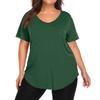 Women's Solid Color Large Size V-neck Top Loose Pocket T-shirt