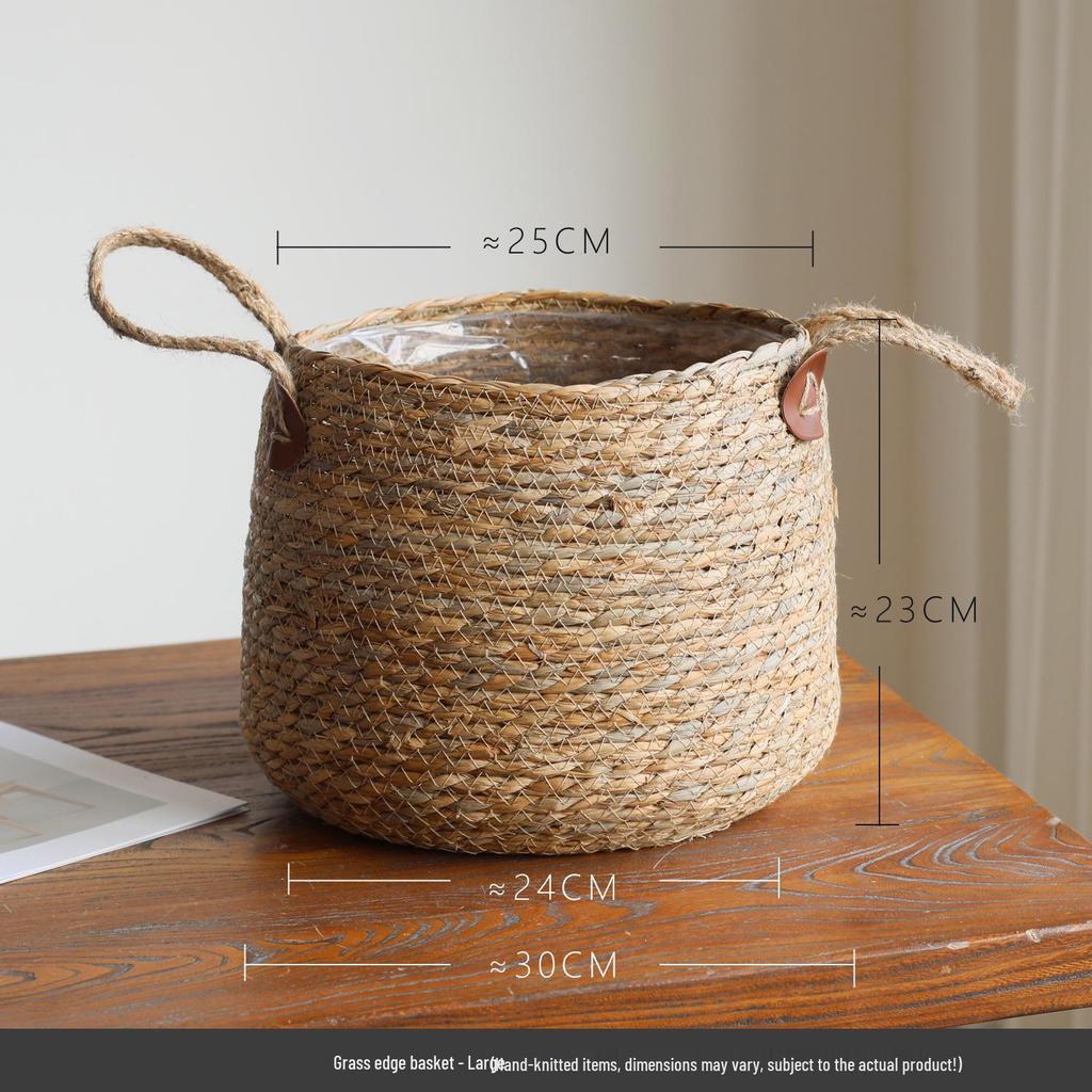Nordic Rattan Floor Flower Pot Basket - Large Woven Cover for Decorative Monstera Plant