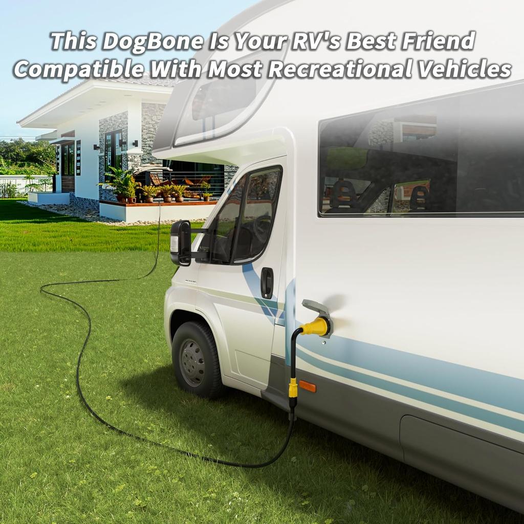 50 Amp To 15 Amp 110V RV Adapter Plug, 15A Male To 50A Female RV Power Adapter With Twist Lock Plug, Dogbone Electrical For Camper, NEMA 5-15P SS