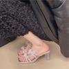 Fashion Slippers Casual Female Shoes Butterfly-Knot Square heel Slides Women Heels Jelly Flip Flops Luxury 2025 Summer Block High