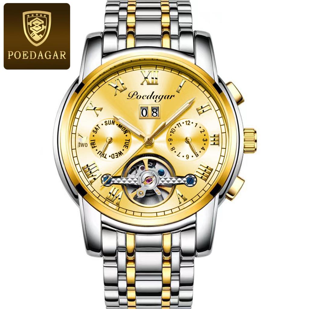 TikTok Trending Men's Automatic Waterproof Stainless Steel Luminous Skeleton Watch