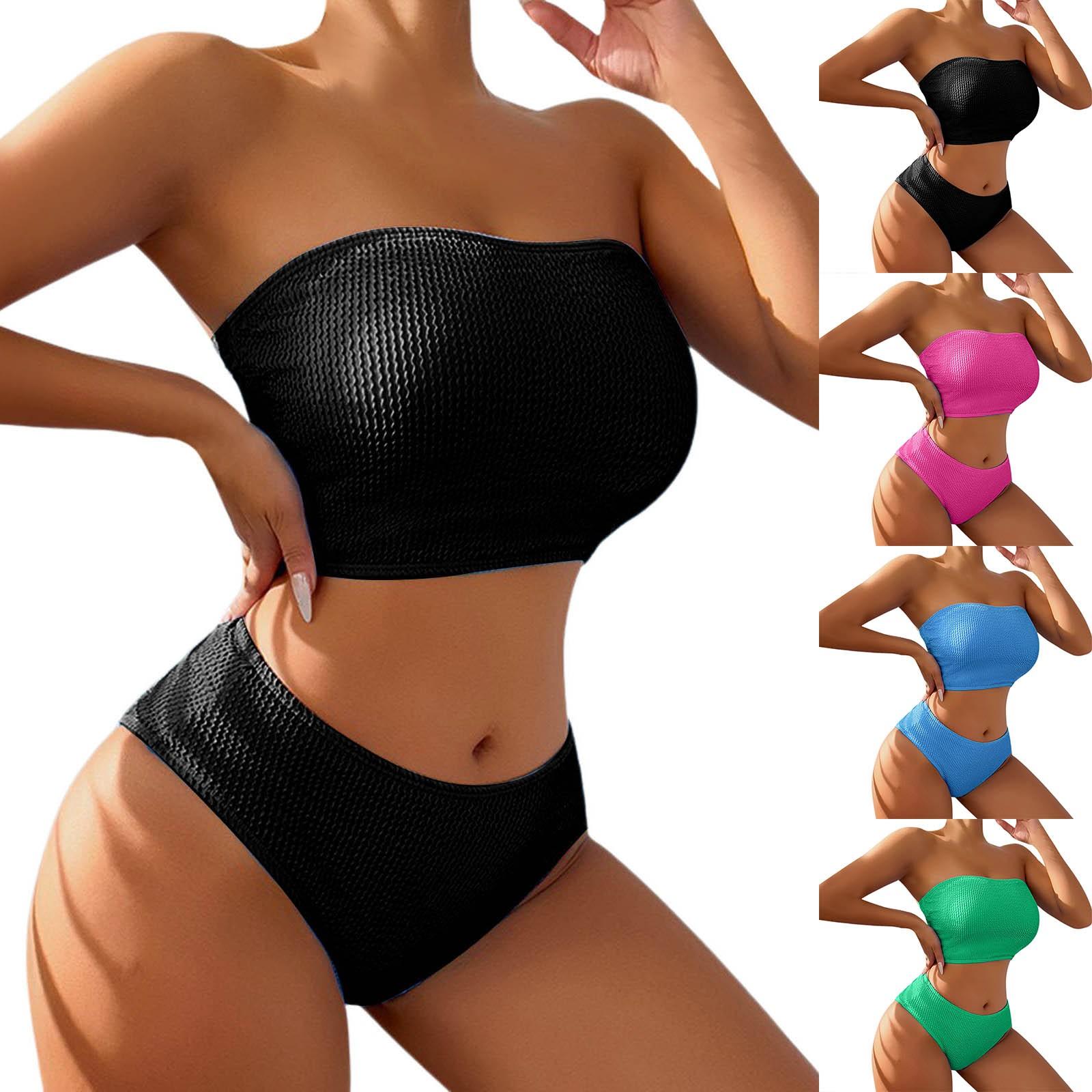 

Fashion Bikini Set Swimwear Women High Waist Swimsuit Bikini Set Bathing Suits Brazilian Bikinis Set Brief Tube Bra Set 2025 S червоний