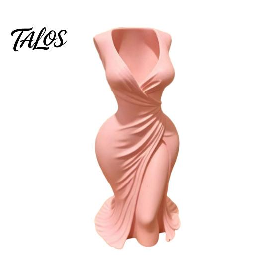 Dried Flower Holder 3D Printed Elegant Dress-Style Vase, Dual-Purpose Tabletop Decor with Flowing Pleated Skirt, Decorative Ornament Twisted