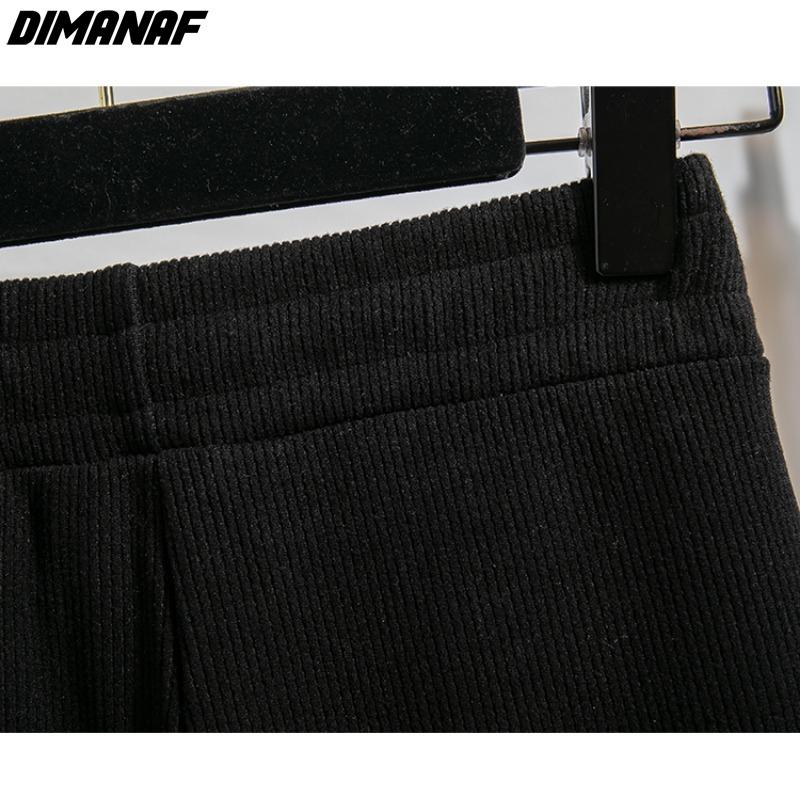DIMANAF 2023 Plus Size Winter Lange Broek Vrouwen Elastisch Effen Casual Los Volle Lengte Basic Dame Broek Broek Katoen Dik A