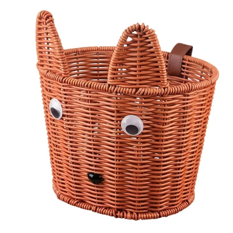 Boys Girls Bicycles Basket Adjustable Plastic Woven Tricycle Basket Bicycles Front Handlebar Basket Easy to Install