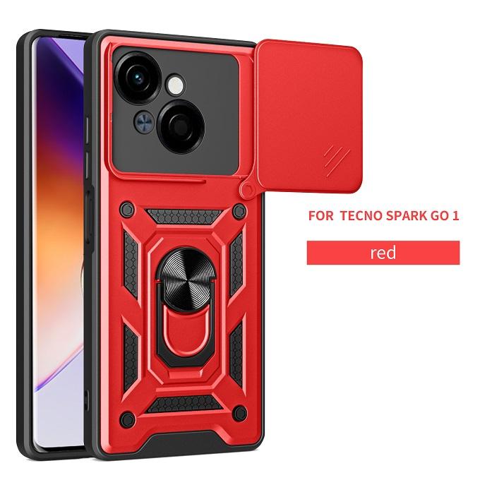 Luxury Slide Camera Lens Case For Tecno Spark Go 1/ Pop 9 4G Shockproof Bumper Cover vehicle-mounted Magnetic Kickstand Cover