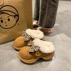 Hairy slippers women's winter cute bow outer wear thick bottom heightened non-slip piled thickened warm bag head cotton mop