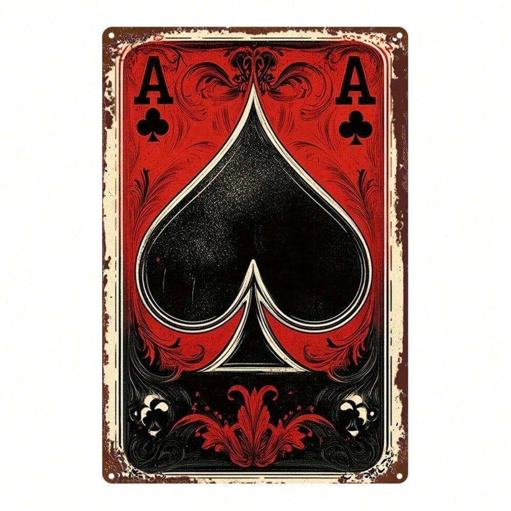 Vintage Ace of Spades Metal Wall Art Bar Decor Sign