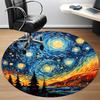 1 Stück Sternennacht Landschaft Büro Runder Teppich, Matte Geeignet Für Büro, Unter Bürostühlen Schlafzimmer Wohnzimmer Heimdekoration, Raum Deko