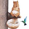 Simulation Bird Feeder Resin Animal Figurines Creative Squirrel Tree Hanging  Drinking Water