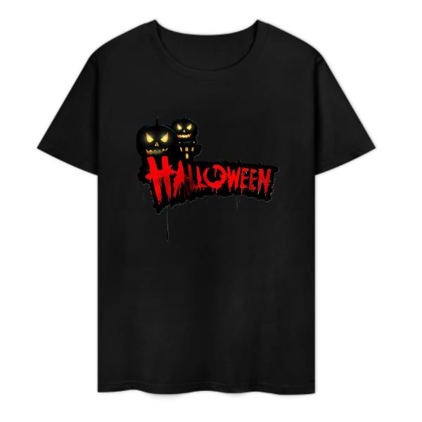Halloween Pumpkin Skull Design Fun Fashion Cotton T-shirt Festive Atmosphere High Street Style Festive Dress Up Loose Casual Top