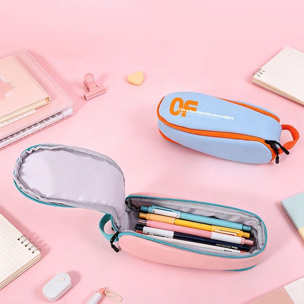 Macaron Color Pen Bag Nylon Stationery Organizer Portable Pencil Case Students