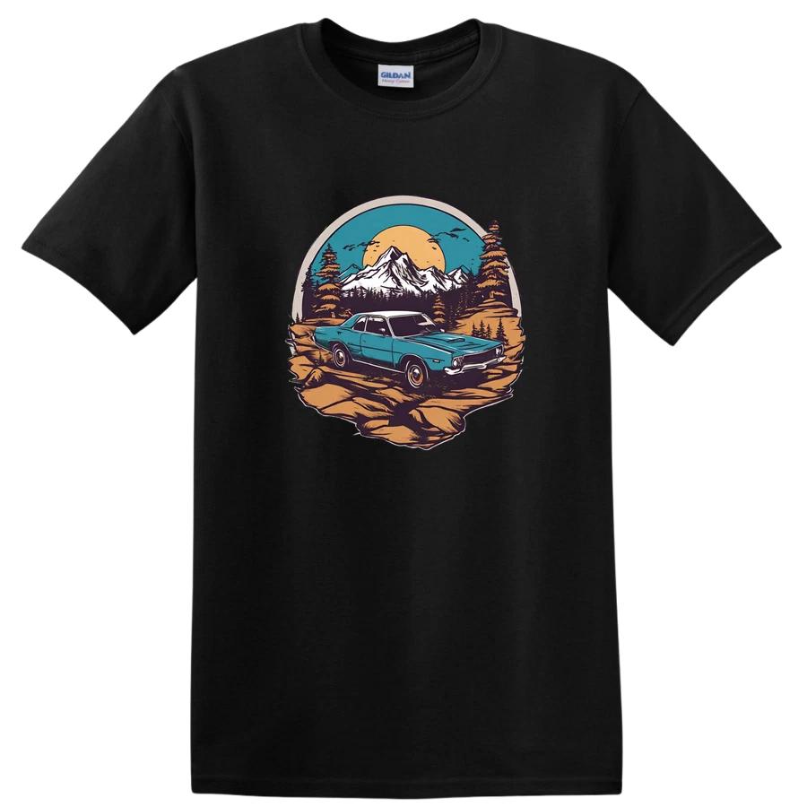 Vintage Car Mountain Landscape T Shirt Adventure Retro Tee Outdoorsy Design XXXXL