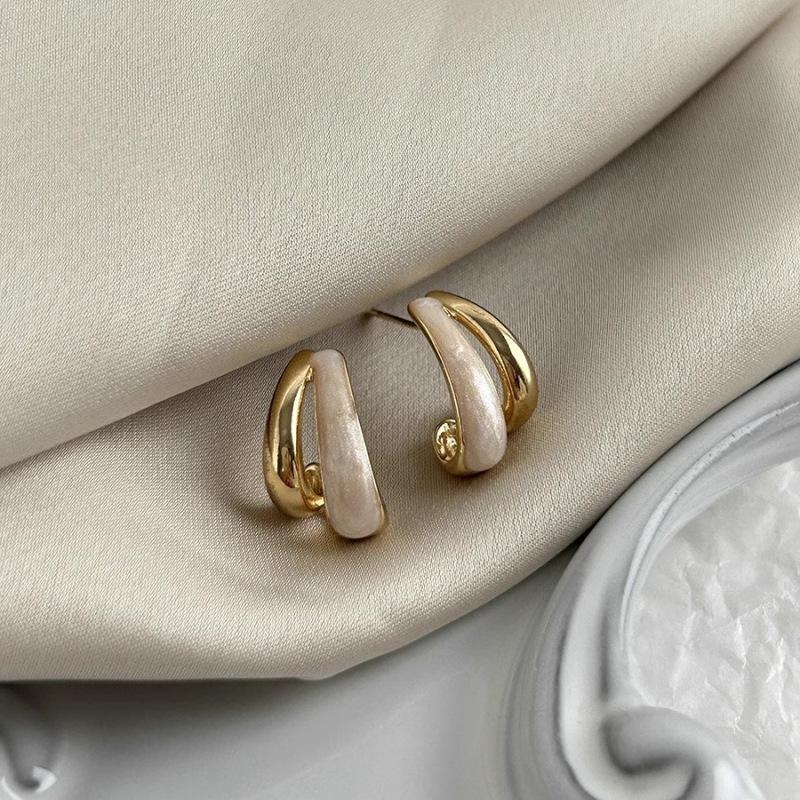 New Temperament Retro Enamel Drop Glaze Stud Earrings for Men Women Gold Tone Fashion Simple Daily Wear Jewelry Accessories Gift
