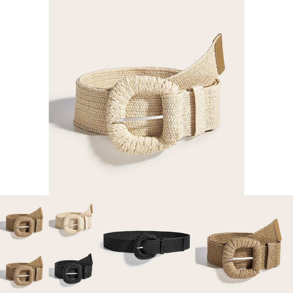 Retro Ethnic Pp Grass Braid Belt With D Shape Buckle For Festival Dresses And Fashion Outfits
