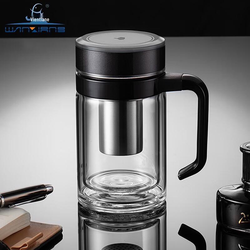 Wànxiàng Double-Layer Borosilicate Glass Office Mug with Handle