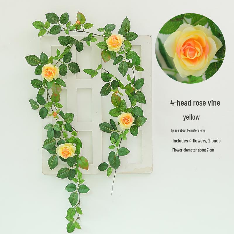 Luxurious Staircase Decor: Bionic Green Rose Vines & Leaves