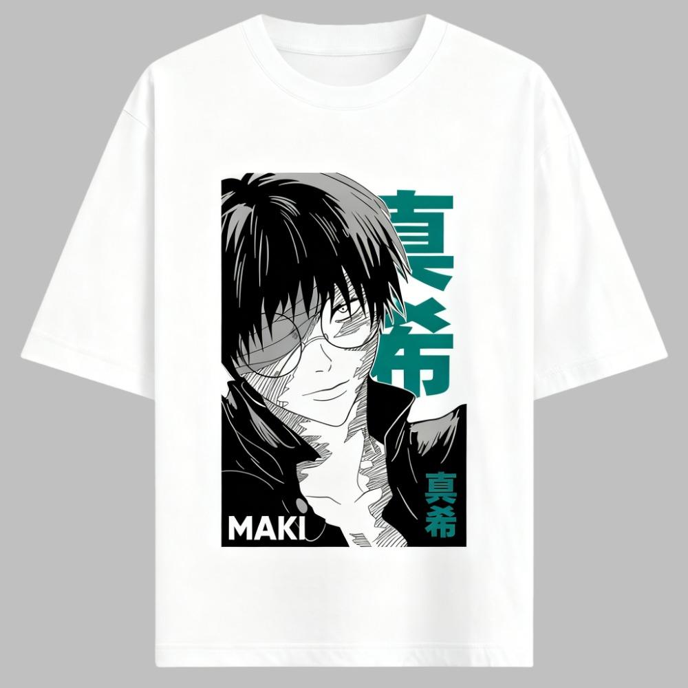 Jujutsu Kaisen Anime Zenin Maki Printing Cotton T-shirt Men and Women Loose Summer Anime Peripheral Clothing