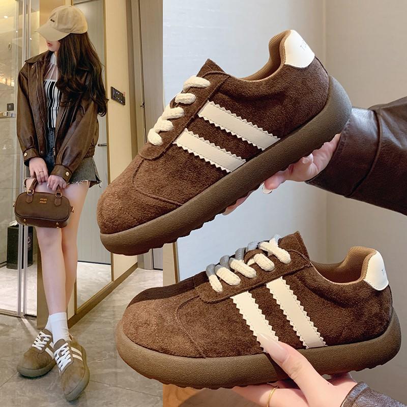Ugly cute retro color matching platform German training shoes women's 2025 new comfortable and lightweight round head lace-up casual sports shoes