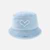Fashion Denim Fisherman Hat for Women Love Heart Solid Color Wide Brim Sunshade Basin Cap Girls Casual Outdoor Bucket Hat