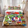 3pcs Super Mario Printed Quilt Set - Includes 1 Quilt Cover and 2 Pillowcases, Machine Washable - Suitable for All Seasons.F090