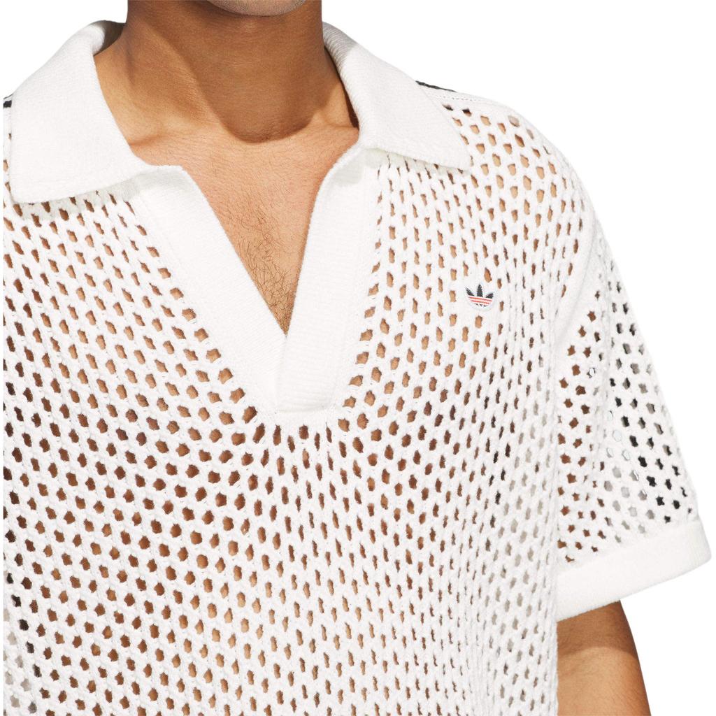 Adidas X Edison Chen Crochet Polo Shirt White Unisex Streetwear JE9594