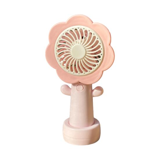 

Portable Handheld Fan Flower Shape USB Fast Charging Small Fan Adjustable Wind Speed Low Noise Rechargeable Mini Fan розовый