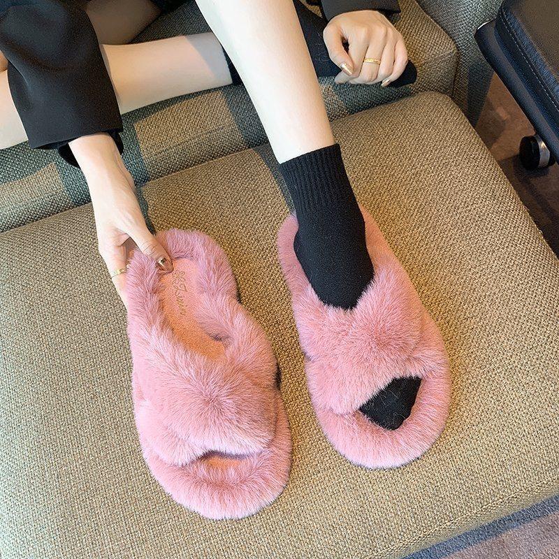 

Хлопковые тапочки ins домашние пушистые тапочки женские носят новые толстая подошва крест интернет-знаменитость весна и осень маффин 2025 тренд 40 розовый