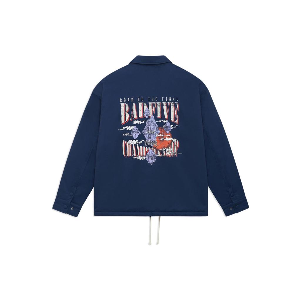 Lining Badfive Brand Logo Print Solid Color Single-Breasted Lapel Jacket Men Jackets Navy-Blue AFDSD43-2