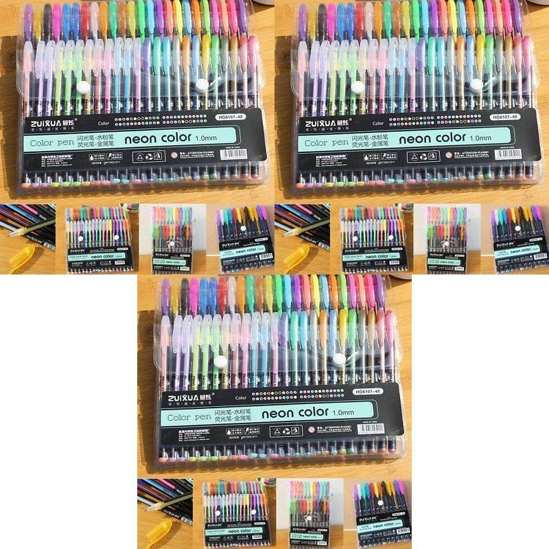 Basic Color Marker Set With 48 Fluorescent Pens For Students Art Projects And Doodle Creation