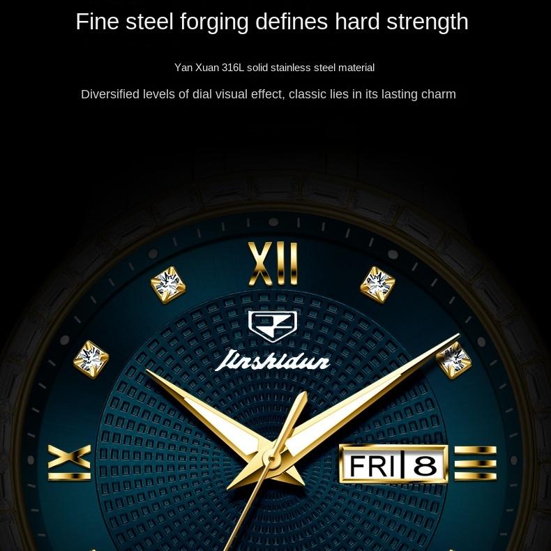 JINSHIDUN Marke Business Diamant Automatische Mechanische Uhr herren Business Wasserdichte herren Uhr herren Uhr