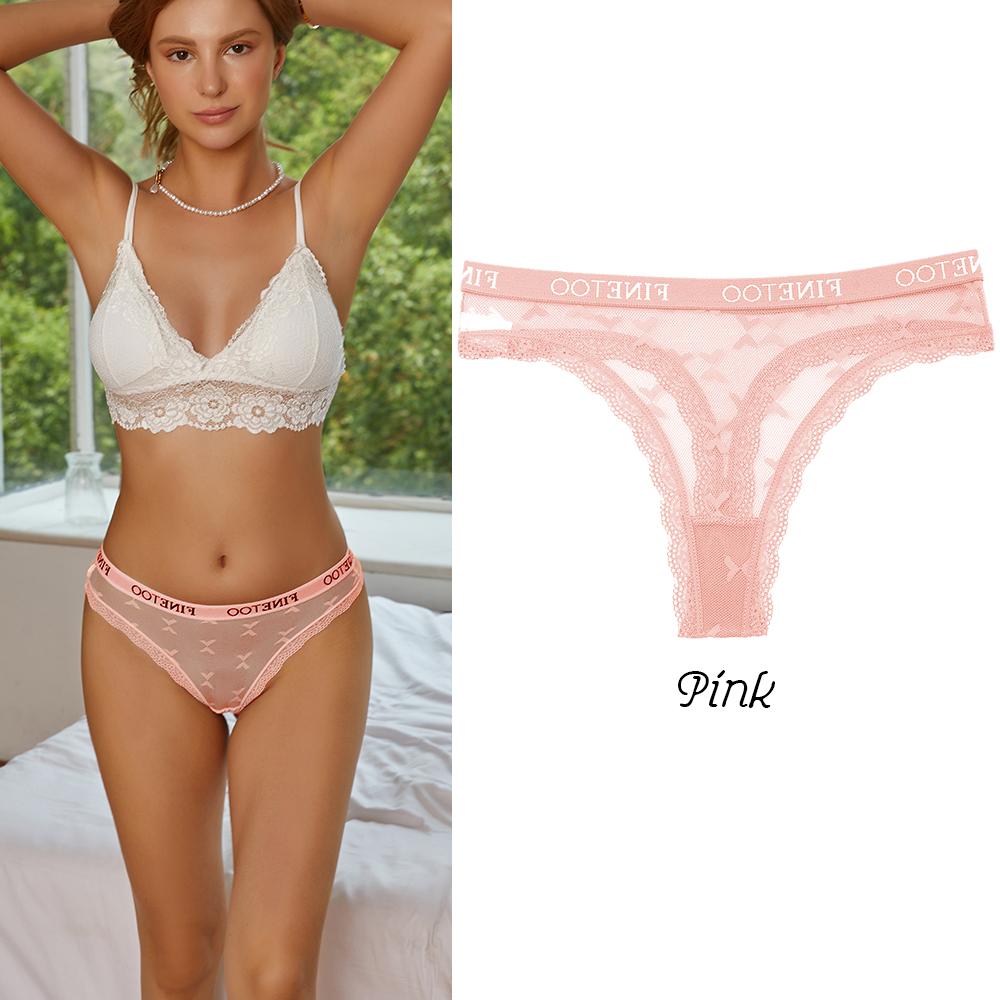 FINETOO Tangas de encaje sexy para mujer, ropa interior sexy de cintura baja, lencería sólida, cómoda y transpirable