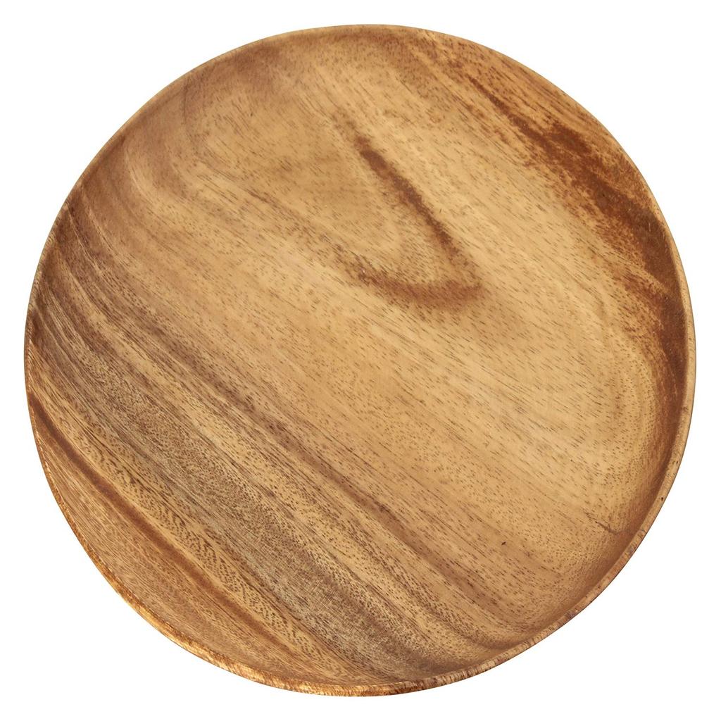 Fuji Boeki Acacia Wooden Round Wide X Handmade from Natural Ideal for Camping and Product 30148 Tray/Plate, 25.4cm 25.4cm Deep, Wood, Picnics, Number