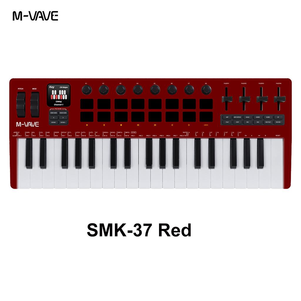 M-VAVE SMK-37 37 Key PRO MIDI Keyboard Controller with 16 RGB Pads & 8 Knobs Supports Wireless Connection to Multiple System