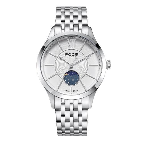 [FOCE] FOCE 41mm Men s Moonphase Metal Watch FM7603GM-WH FM7603GM-WH