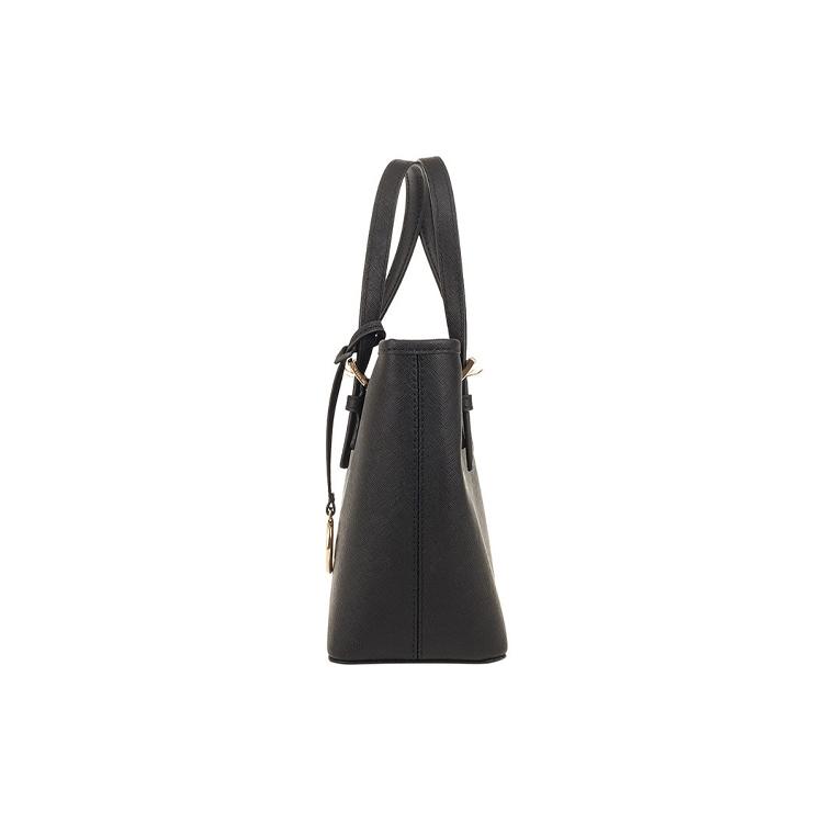 New MICHAEL KORS Jet Set Cow Leather Tote Bag Shopping Bag Handbag Shoulder Bag Small Size Women's Pure Black 35T9GTVT0L-BLACK