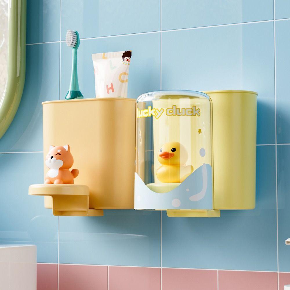 Mit Mundspülbecher Zahnbürstenbecher Wandmontiert Kinder Zahnbürstenständer Zahnpastahalter Badezimmer