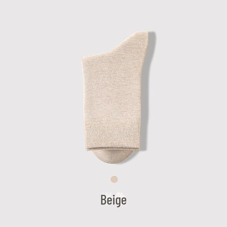 Zhuji Men's Cotton Socks - Autumn/Winter Deodorant, Sweat-Absorbent, Solid Color, Mid- and Long-Tube Styles.