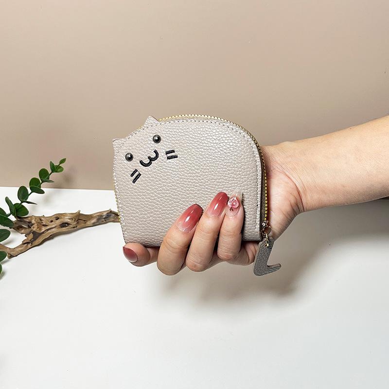 1Pc Cute Cartoon Cat PU Leather Fold Card Bag Multi-functional Women Casual ID Card Organizer Coin Purse Bank Credit Card Holder