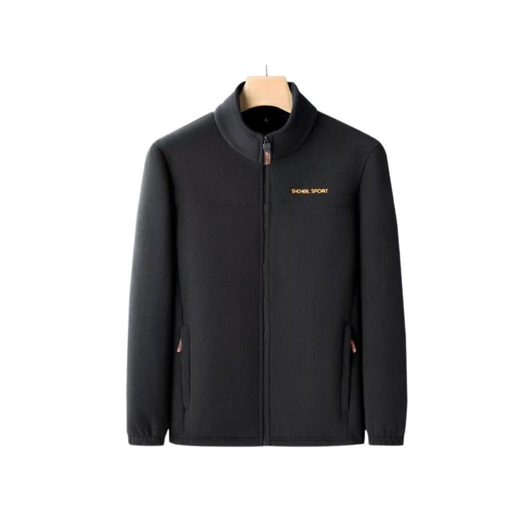 Men's Plus Size Stand Collar Fleece Jacket - Loose Fit for Spring and Autumn