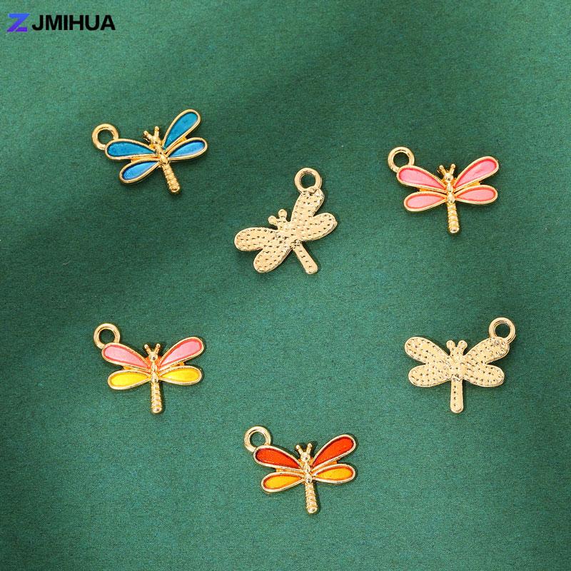 15PCS Enamel Colorful Dragonfly Charms Pendant Supplies For DIY Handmade Earrings Bracelets Jewelry Making Findings Accessories