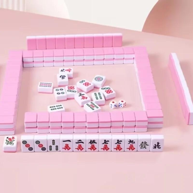 24/26/30mm Mini-Mahjong Brettspiel Tragbares Reiseset 144 Teile Chinesisches Mahjong Klassisches Traditionelles Chinesisches Familien-Tischspiel