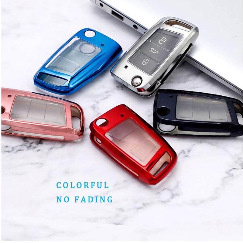 Funda De TPU Para Llave De Coche, Protector De Carcasa Suave Para Volkswagen, VW, Golf 7, MK7, Tiguan, Skoda Octavia, Kodioq, Karoq